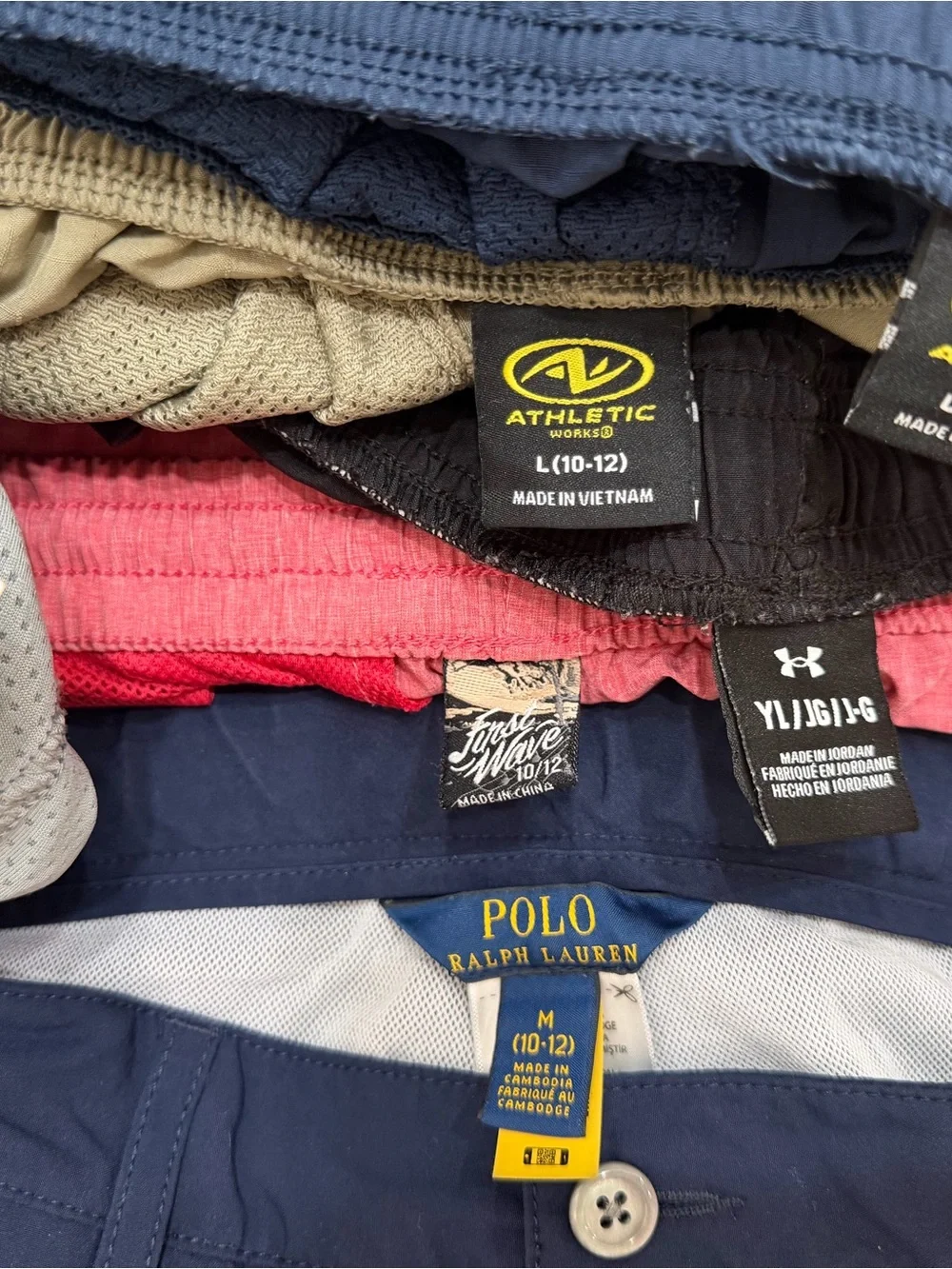 Boys SZ 10–12 Shorts Lot of 8| Polo Ralph Lauren, Under Armour Wrangler Athletic